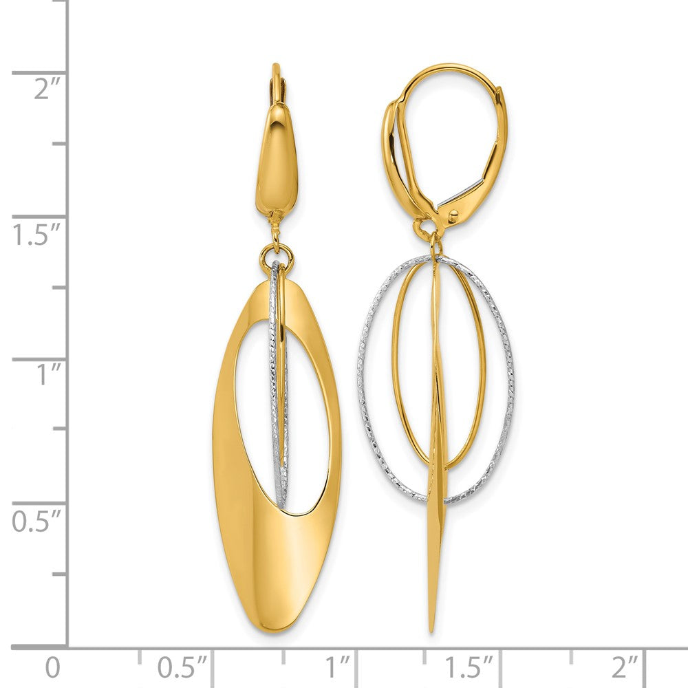 Polished / Dia-cut Dangle Leverback Earrings - 11.75mm