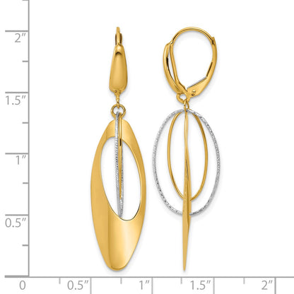 Polished / Dia-cut Dangle Leverback Earrings - 11.75mm