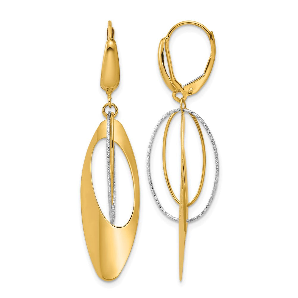 Polished / Dia-cut Dangle Leverback Earrings - 11.75mm