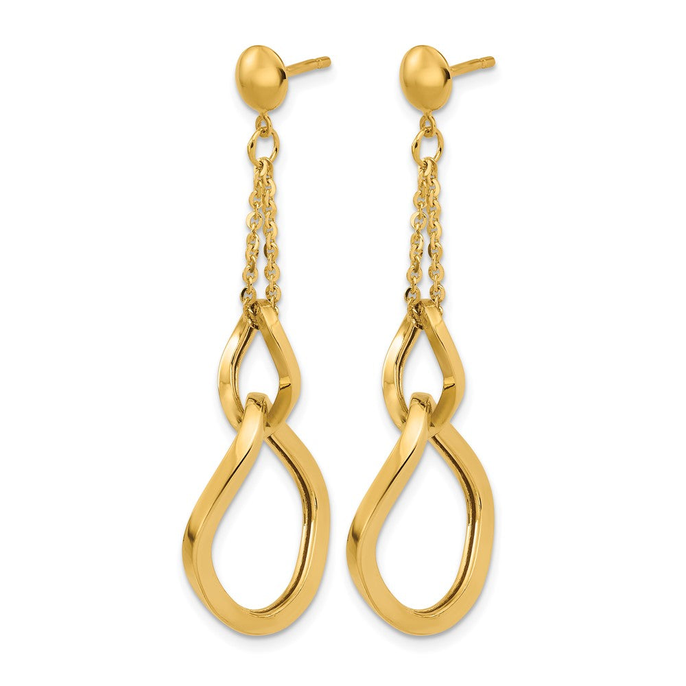 Polished Fancy Contoured Link Post Dangle Earrings
