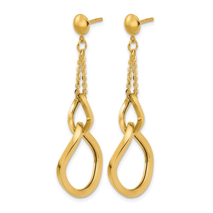 Polished Fancy Contoured Link Post Dangle Earrings
