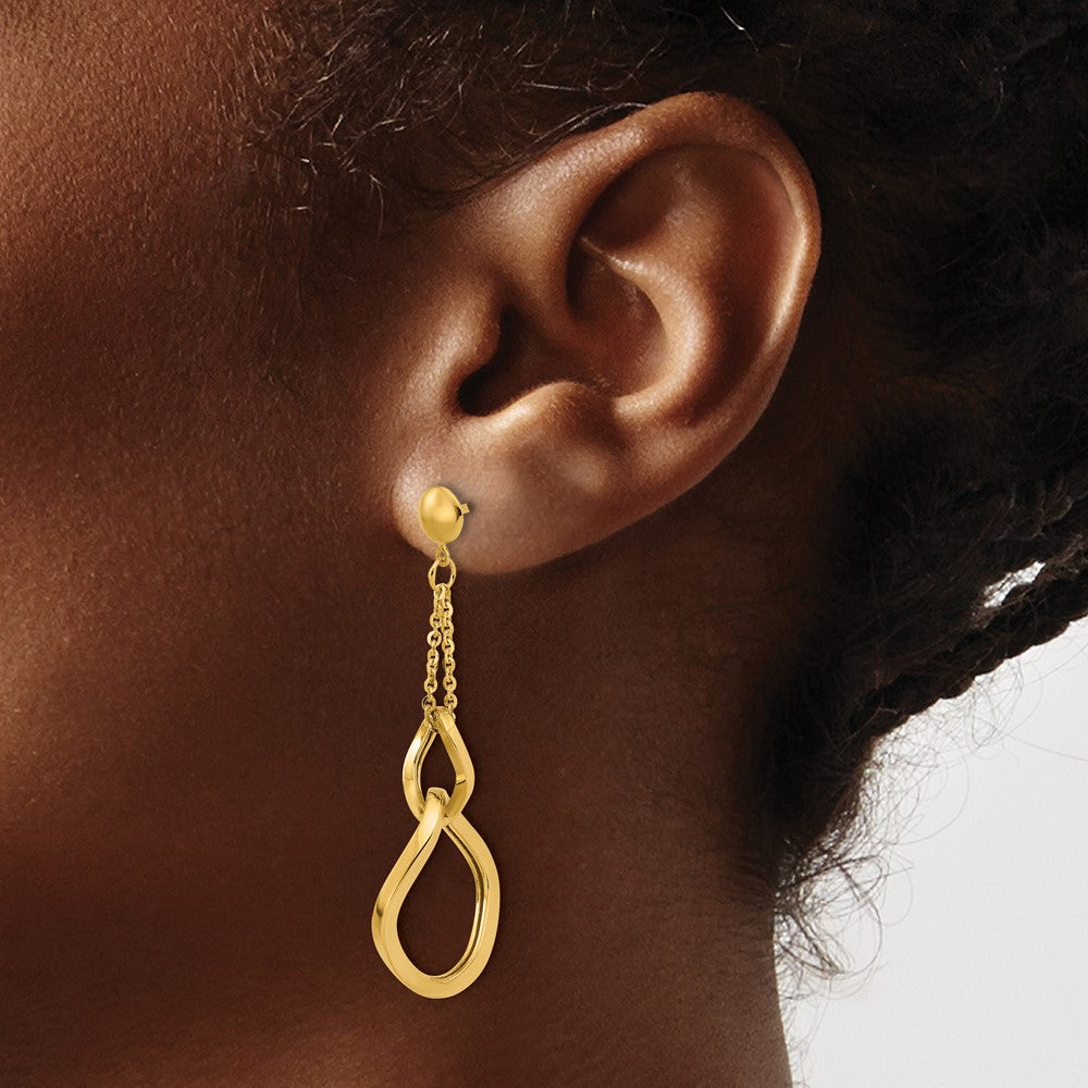 Polished Fancy Contoured Link Post Dangle Earrings