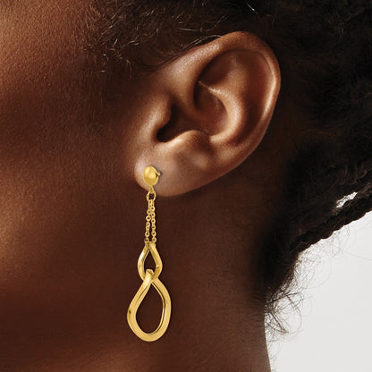 Polished Fancy Contoured Link Post Dangle Earrings