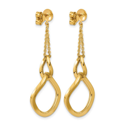 Polished Fancy Contoured Link Post Dangle Earrings