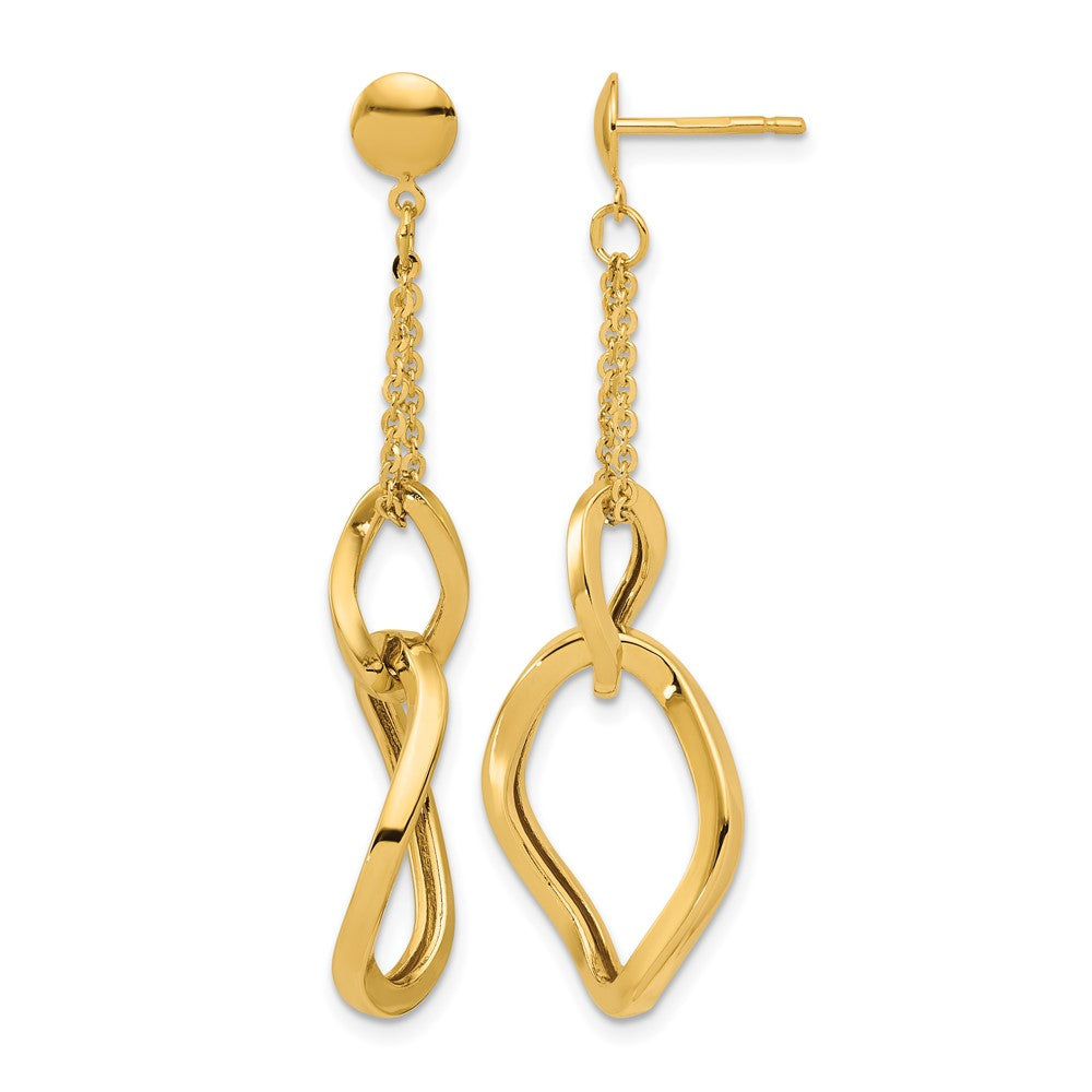 Polished Fancy Contoured Link Post Dangle Earrings