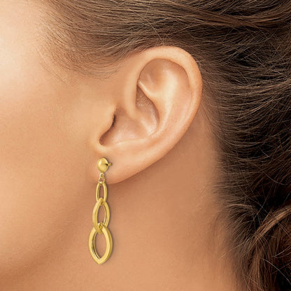 Polished and Brushed Fancy Post Dangle Earrings