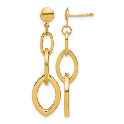 Polished and Brushed Fancy Post Dangle Earrings