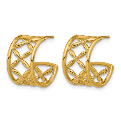 Polished Criss-cross J-Hoop Post Earrings