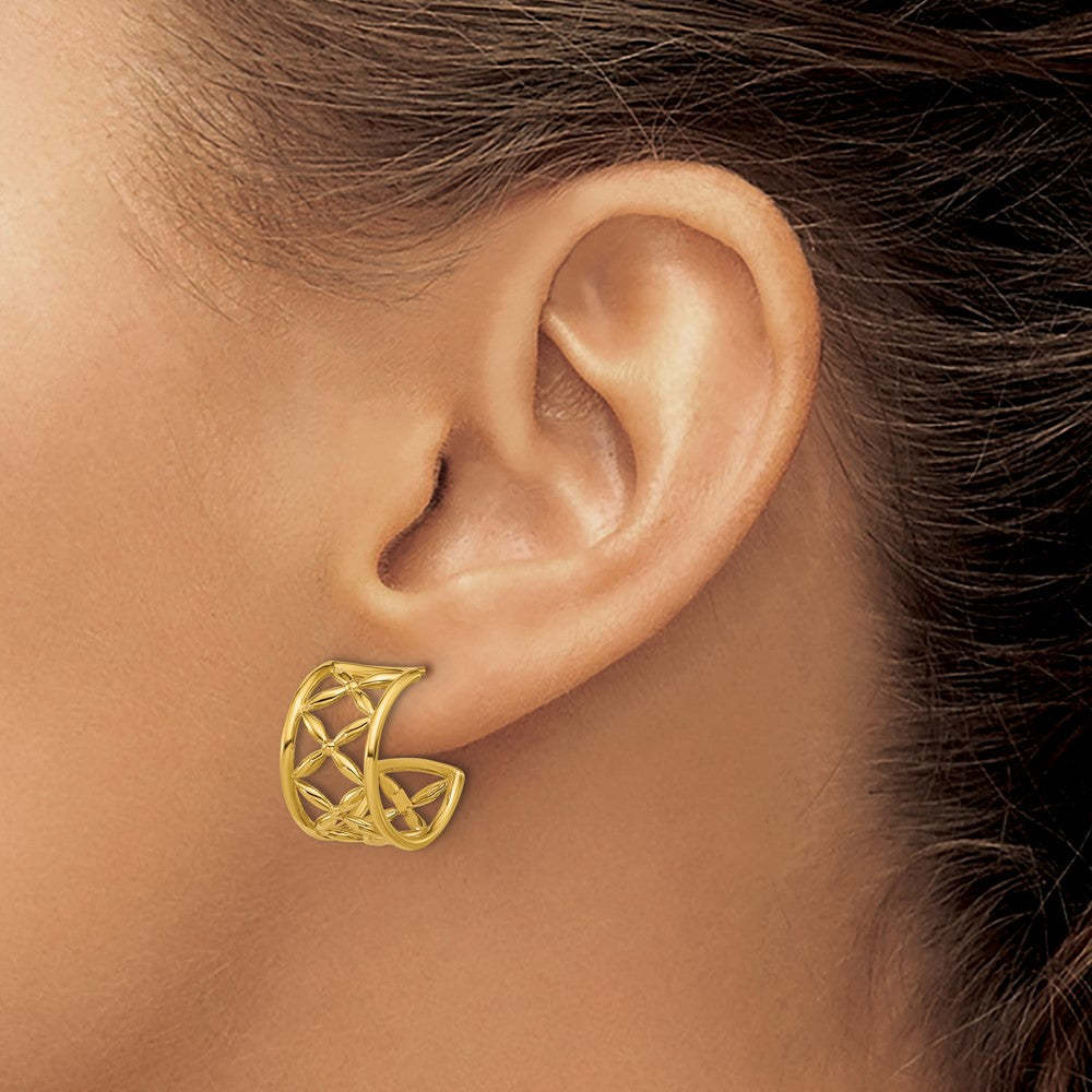 Polished Criss-cross J-Hoop Post Earrings