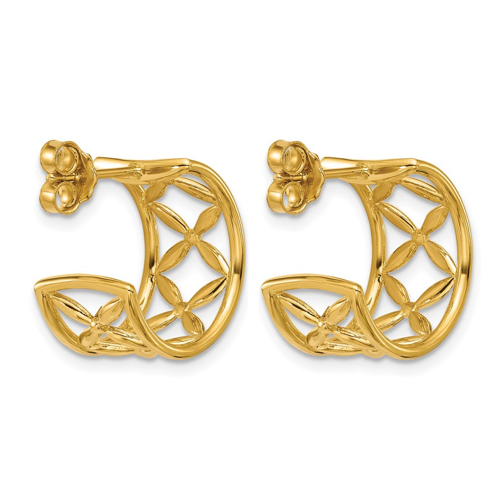 Polished Criss-cross J-Hoop Post Earrings