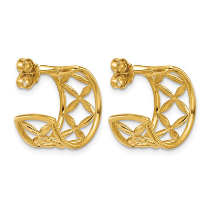 Polished Criss-cross J-Hoop Post Earrings