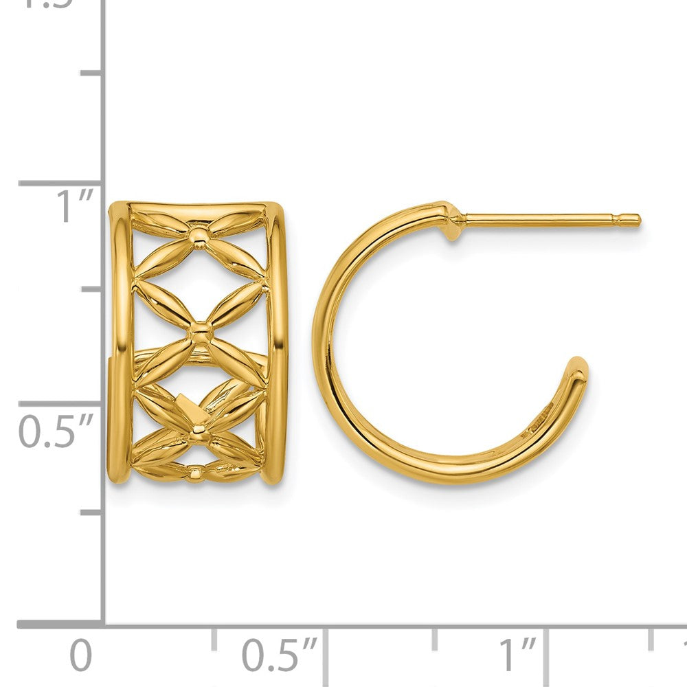 Polished Criss-cross J-Hoop Post Earrings