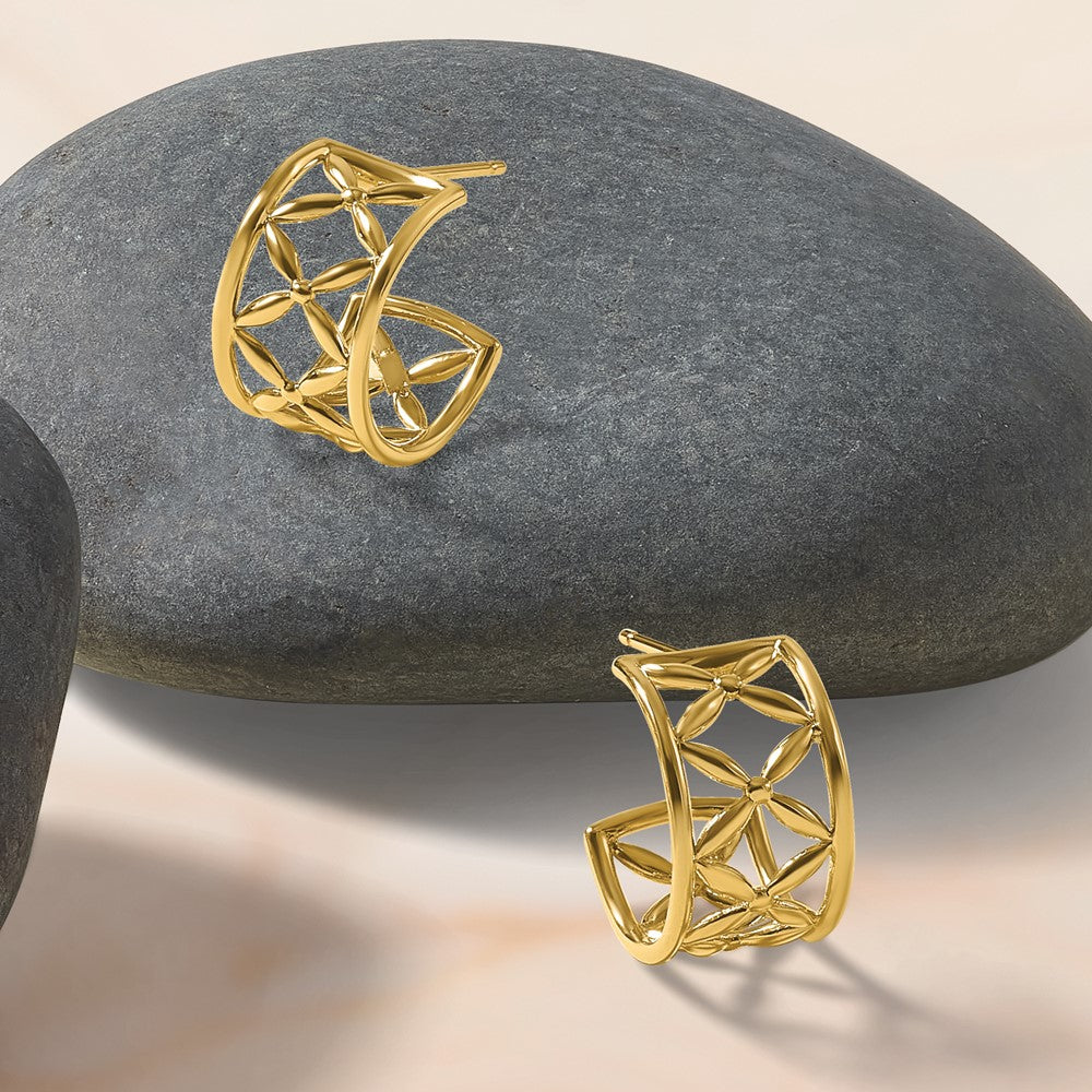 Polished Criss-cross J-Hoop Post Earrings