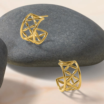 Polished Criss-cross J-Hoop Post Earrings