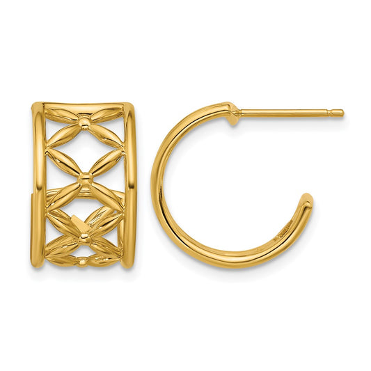 Polished Criss-cross J-Hoop Post Earrings