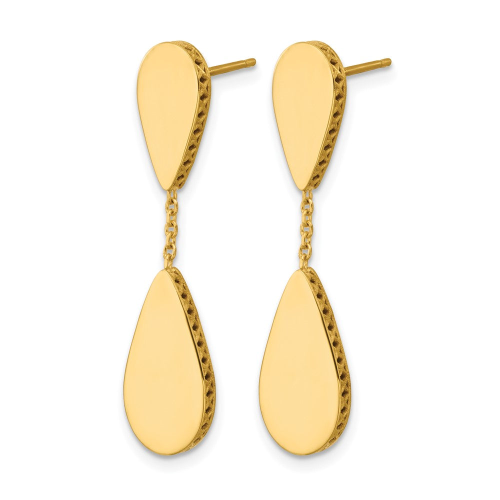 Polished and Satin Teardrop Post Dangle Earrings