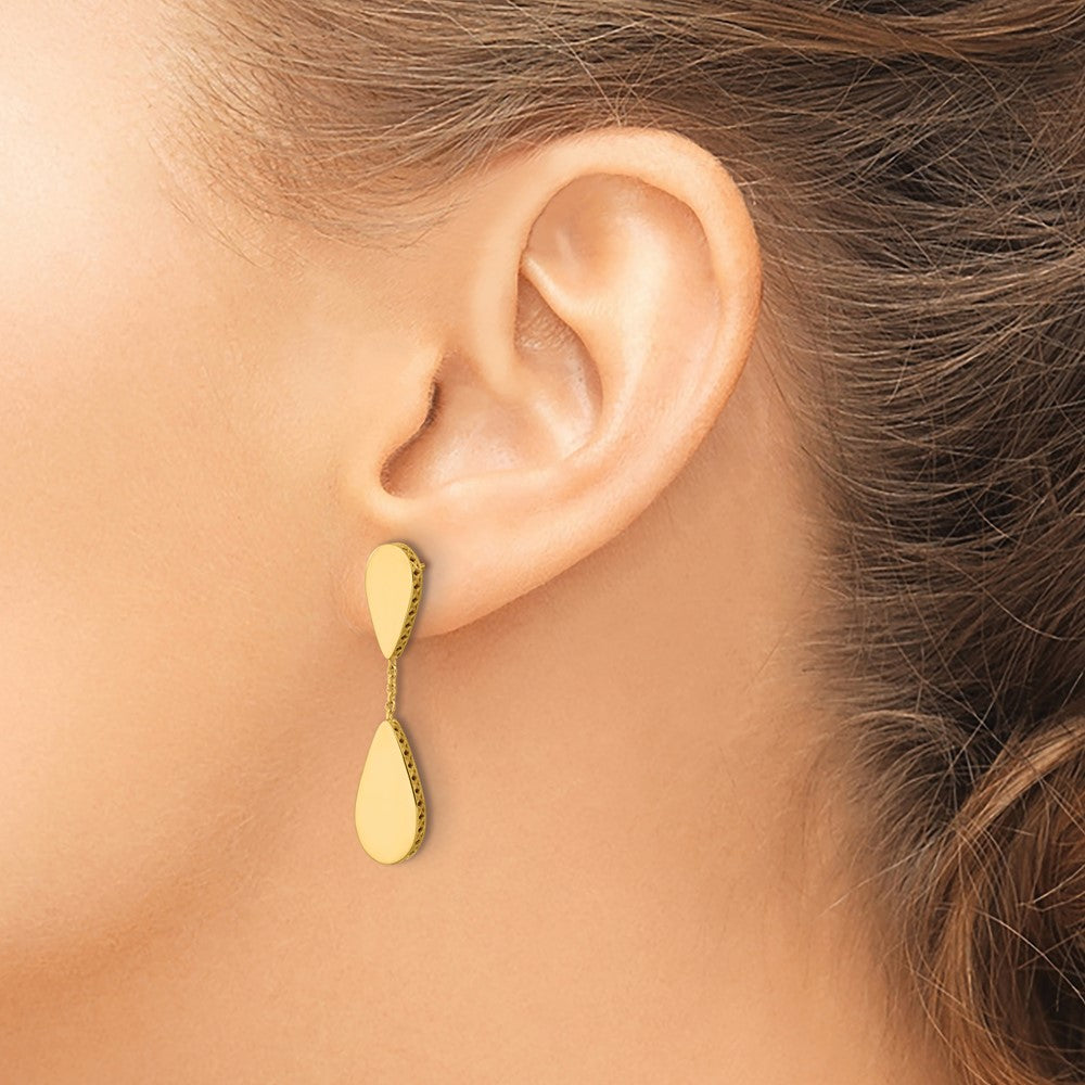 Polished and Satin Teardrop Post Dangle Earrings