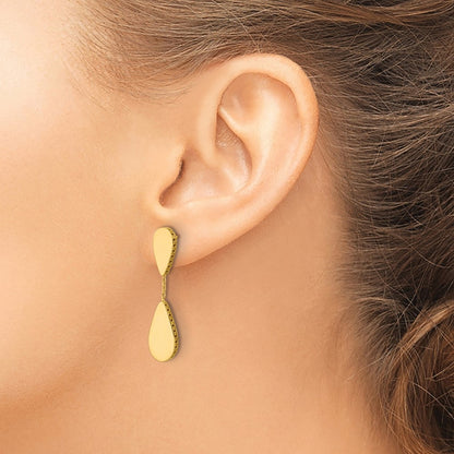 Polished and Satin Teardrop Post Dangle Earrings
