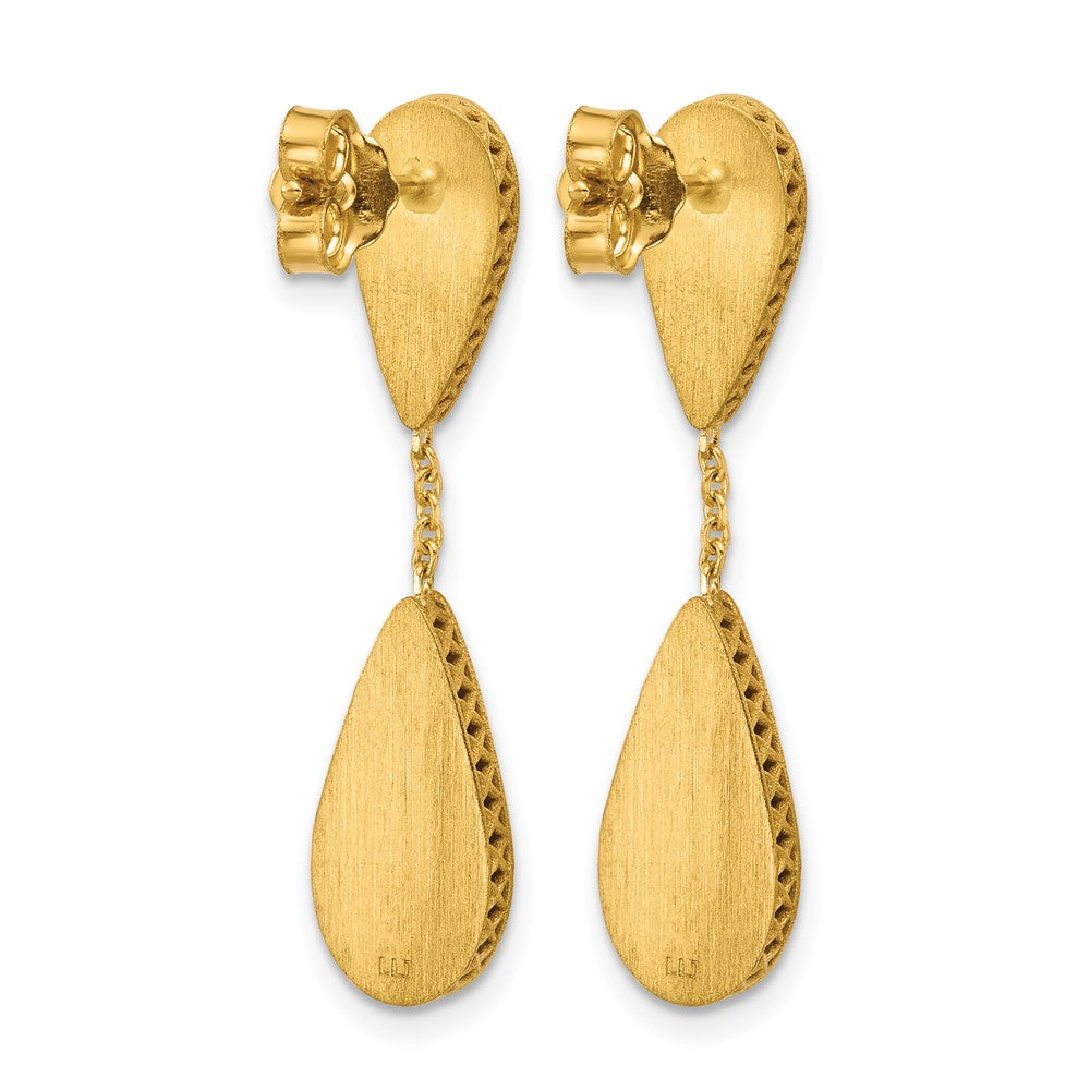 Polished and Satin Teardrop Post Dangle Earrings
