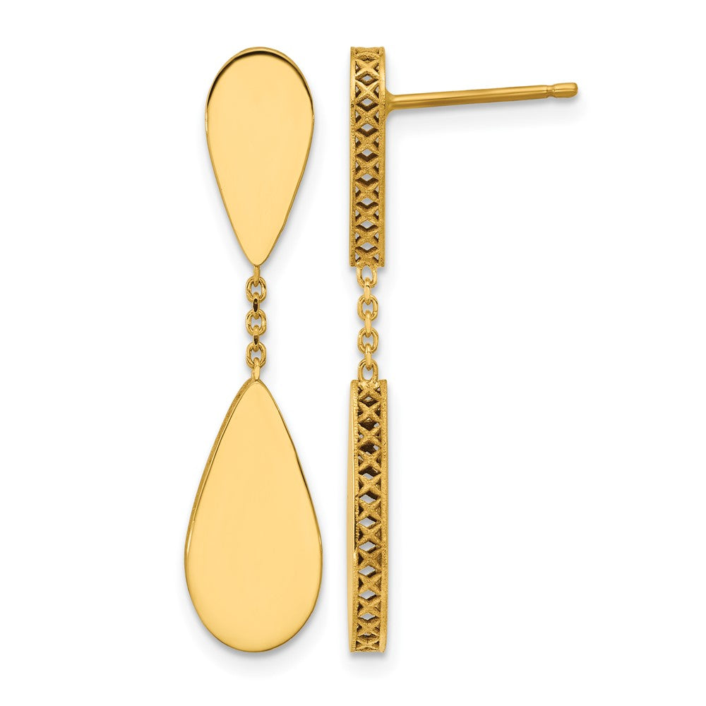 Polished and Satin Teardrop Post Dangle Earrings