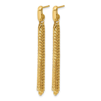Polished Fancy Curb Link Tassel Post Dangle Earrings