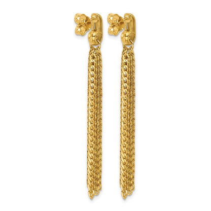 Polished Fancy Curb Link Tassel Post Dangle Earrings