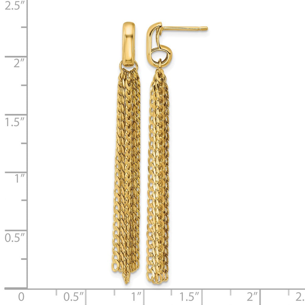 Polished Fancy Curb Link Tassel Post Dangle Earrings