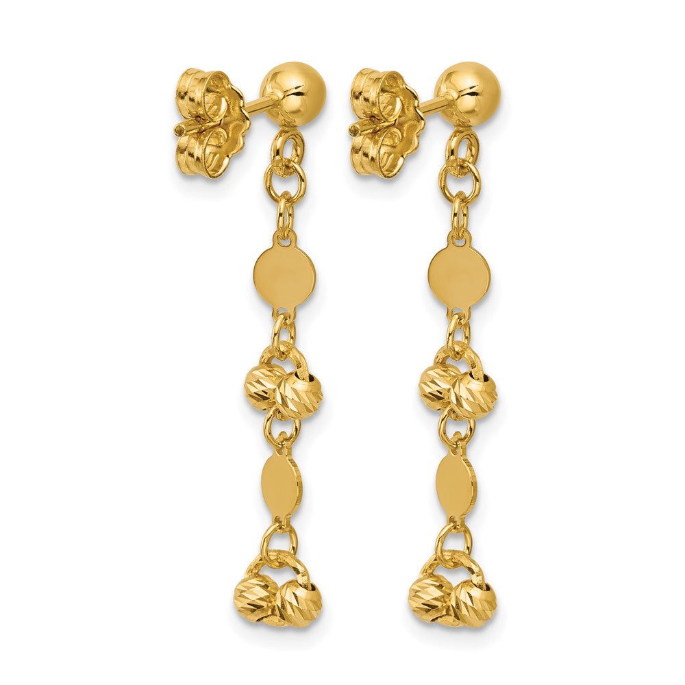 Polished D/C Beaded Fancy Circles Post Dangle Earrings