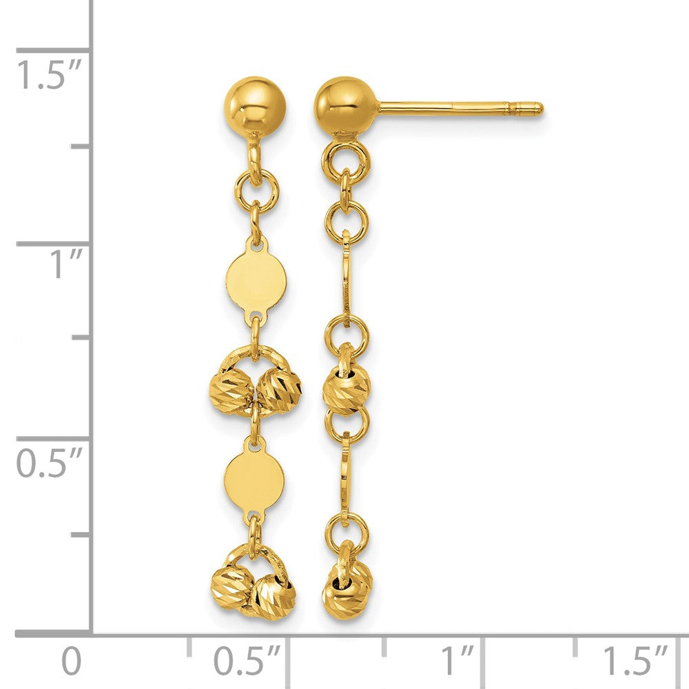 Polished D/C Beaded Fancy Circles Post Dangle Earrings