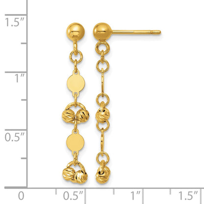 Polished D/C Beaded Fancy Circles Post Dangle Earrings