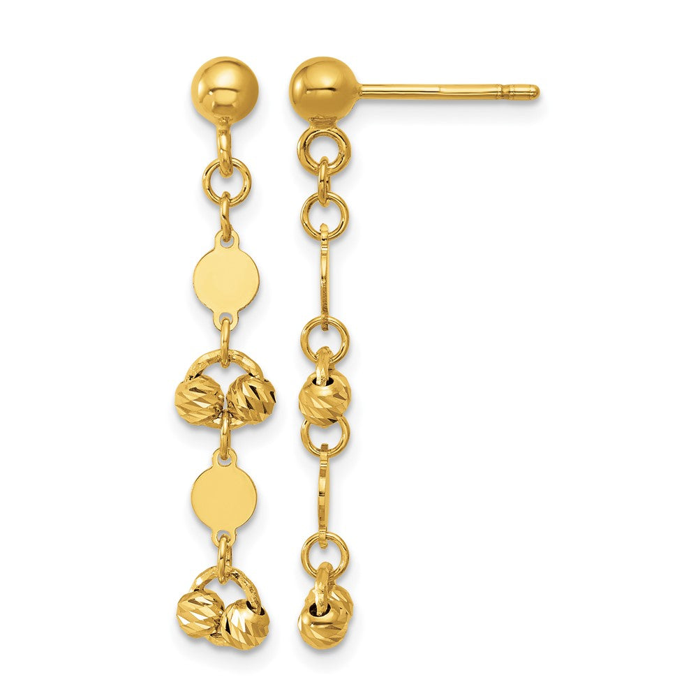 Polished D/C Beaded Fancy Circles Post Dangle Earrings