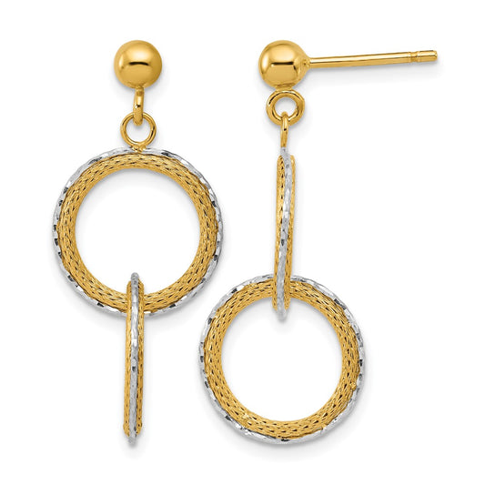 Polished Brushed D/C Circles Post Dangle Earrings