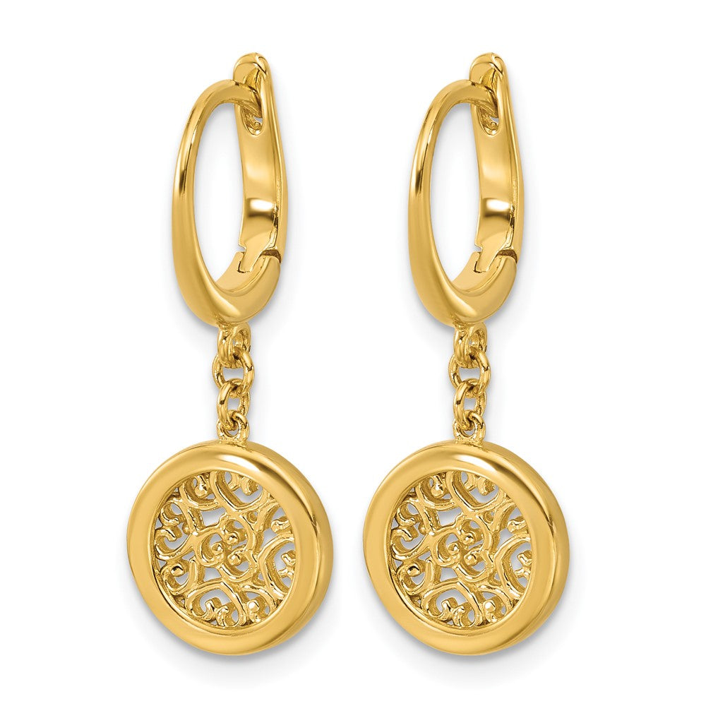 Polished Fancy Filigree Circle Leverback Dangle Earrings