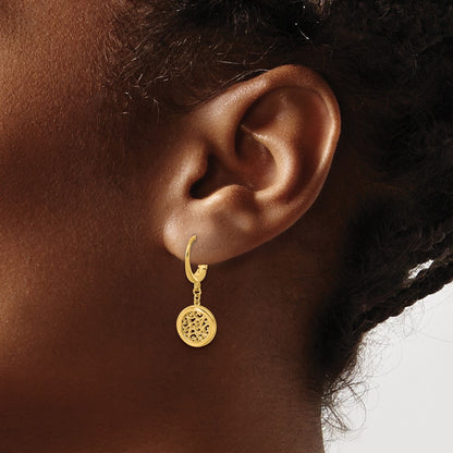 Polished Fancy Filigree Circle Leverback Dangle Earrings