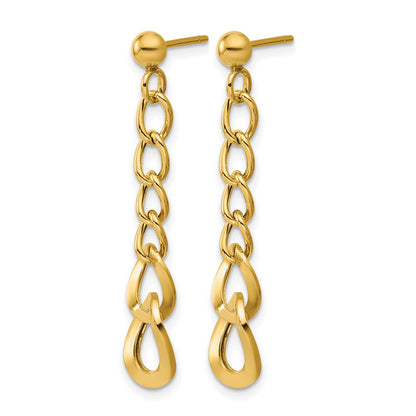 Polished Fancy Curb Link Post Dangle Earrings