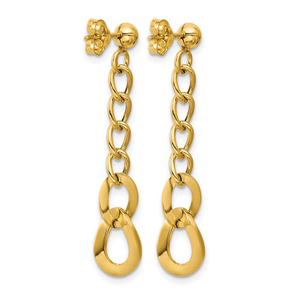 Polished Fancy Curb Link Post Dangle Earrings