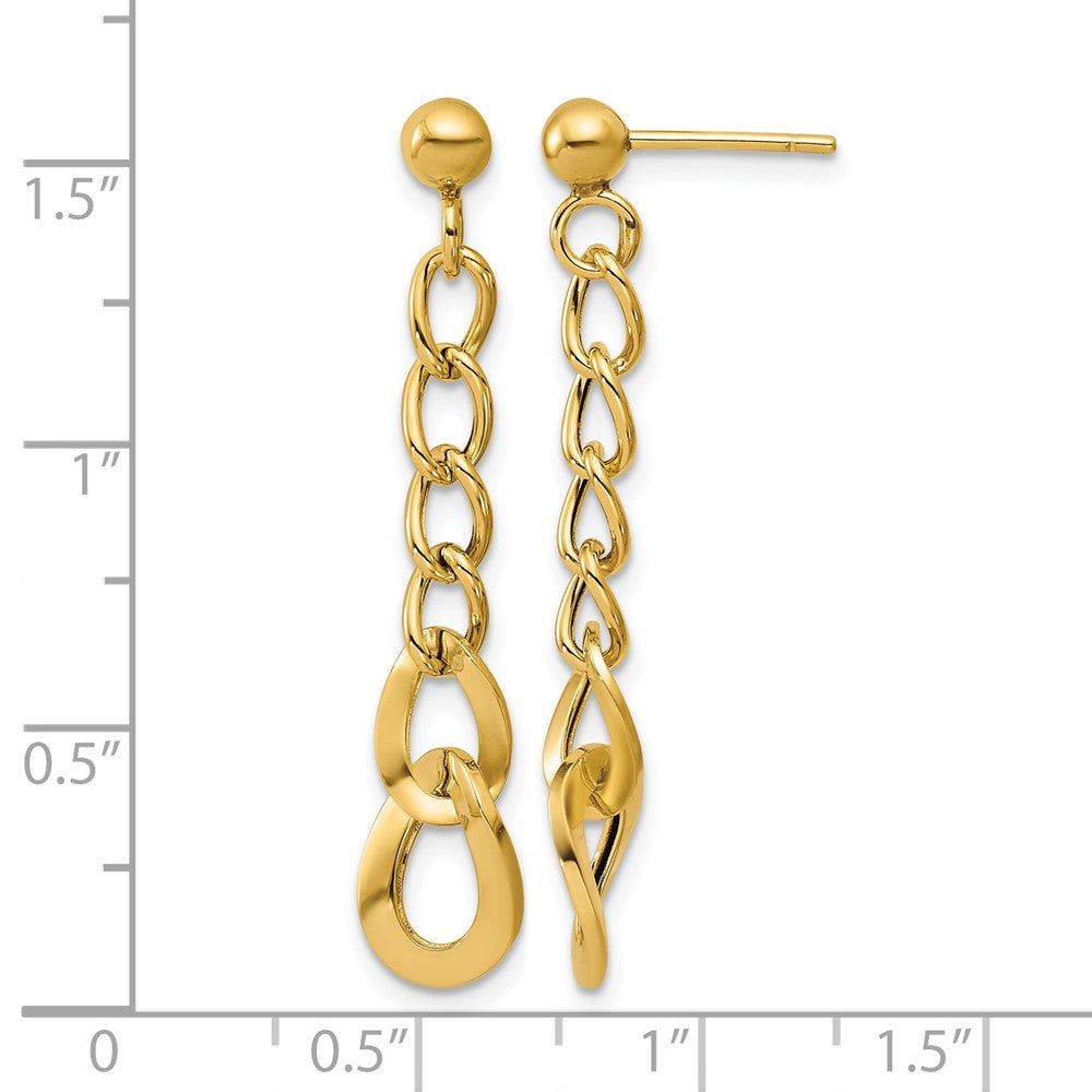 Polished Fancy Curb Link Post Dangle Earrings