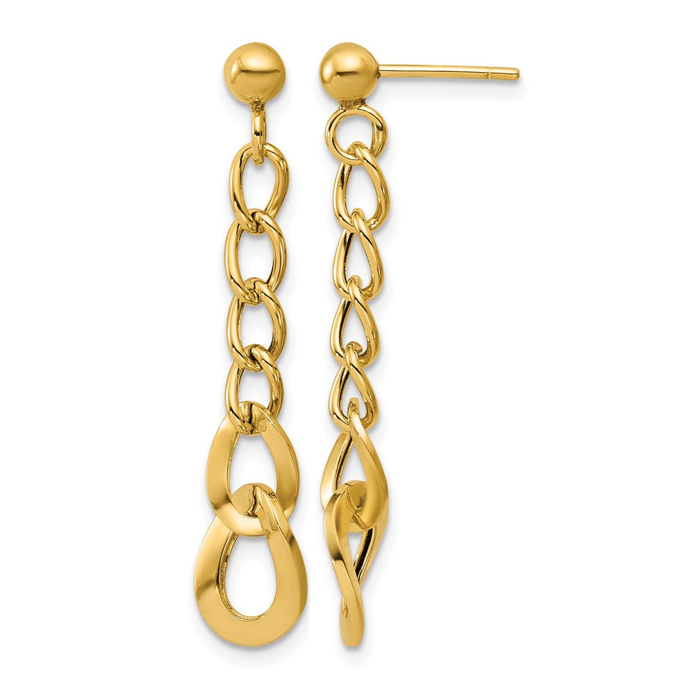 Polished Fancy Curb Link Post Dangle Earrings