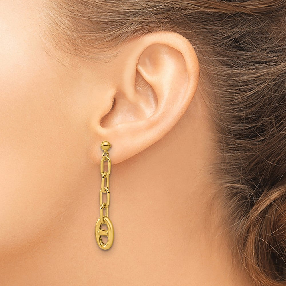 Polished Anchor Link Post Dangle Earrings