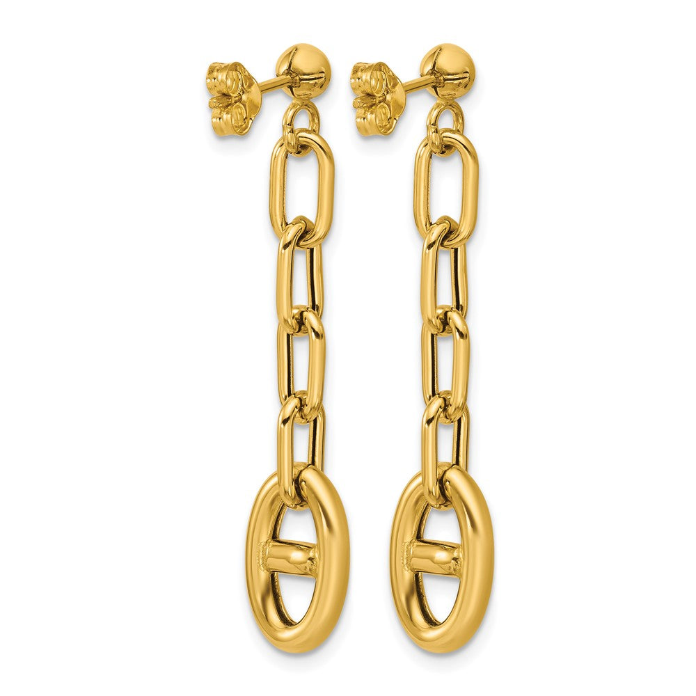 Polished Anchor Link Post Dangle Earrings