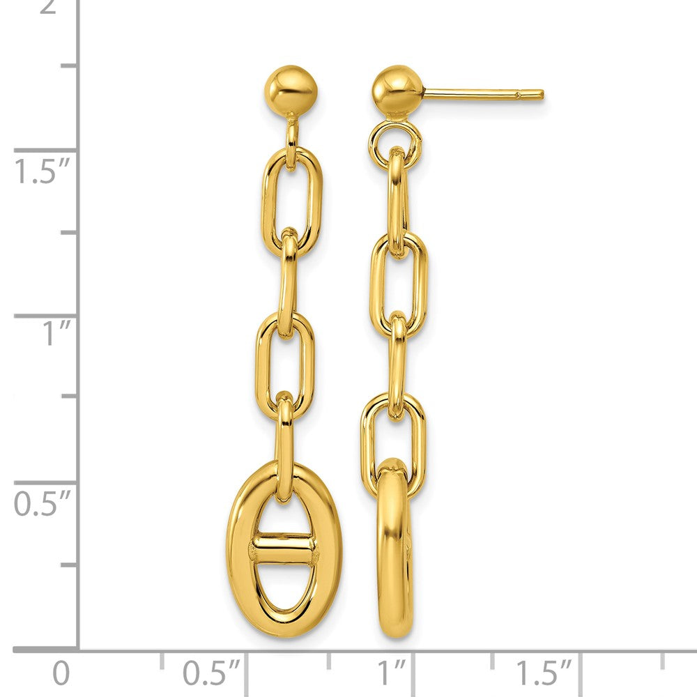 Polished Anchor Link Post Dangle Earrings