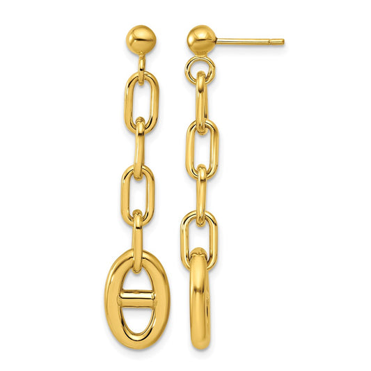 Polished Anchor Link Post Dangle Earrings