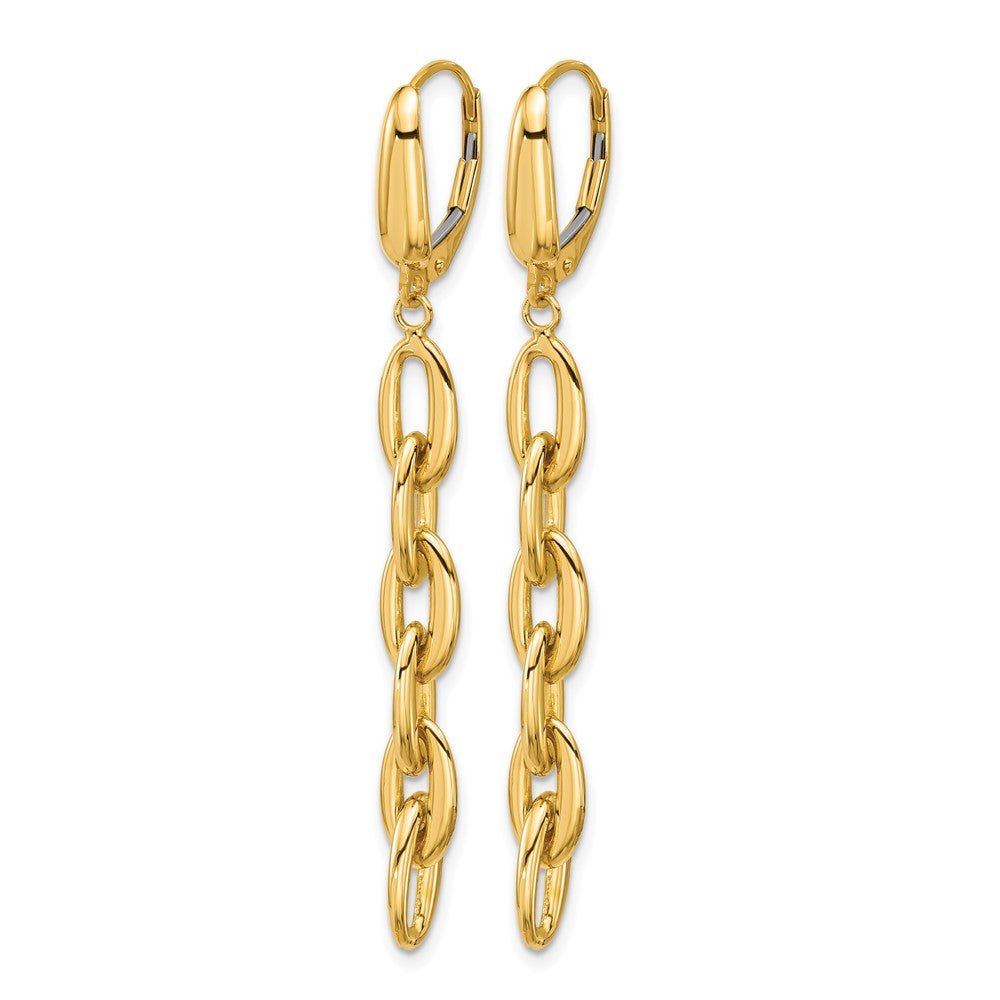 Polished Fancy Oval Link Leverback Dangle Earrings