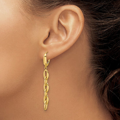 Polished Fancy Oval Link Leverback Dangle Earrings