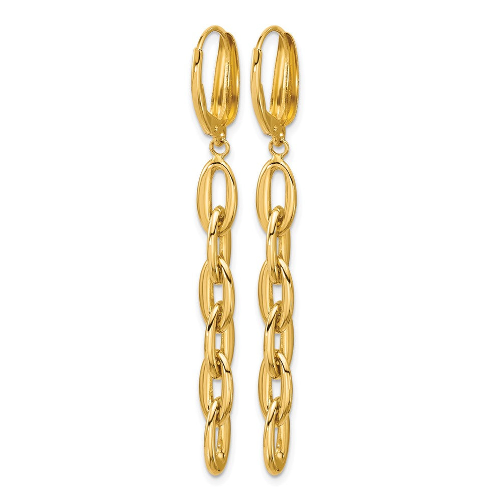Polished Fancy Oval Link Leverback Dangle Earrings