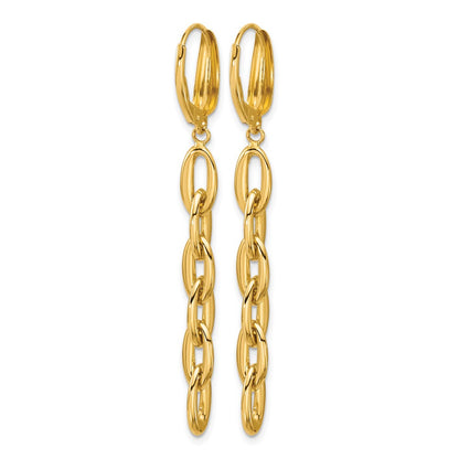 Polished Fancy Oval Link Leverback Dangle Earrings