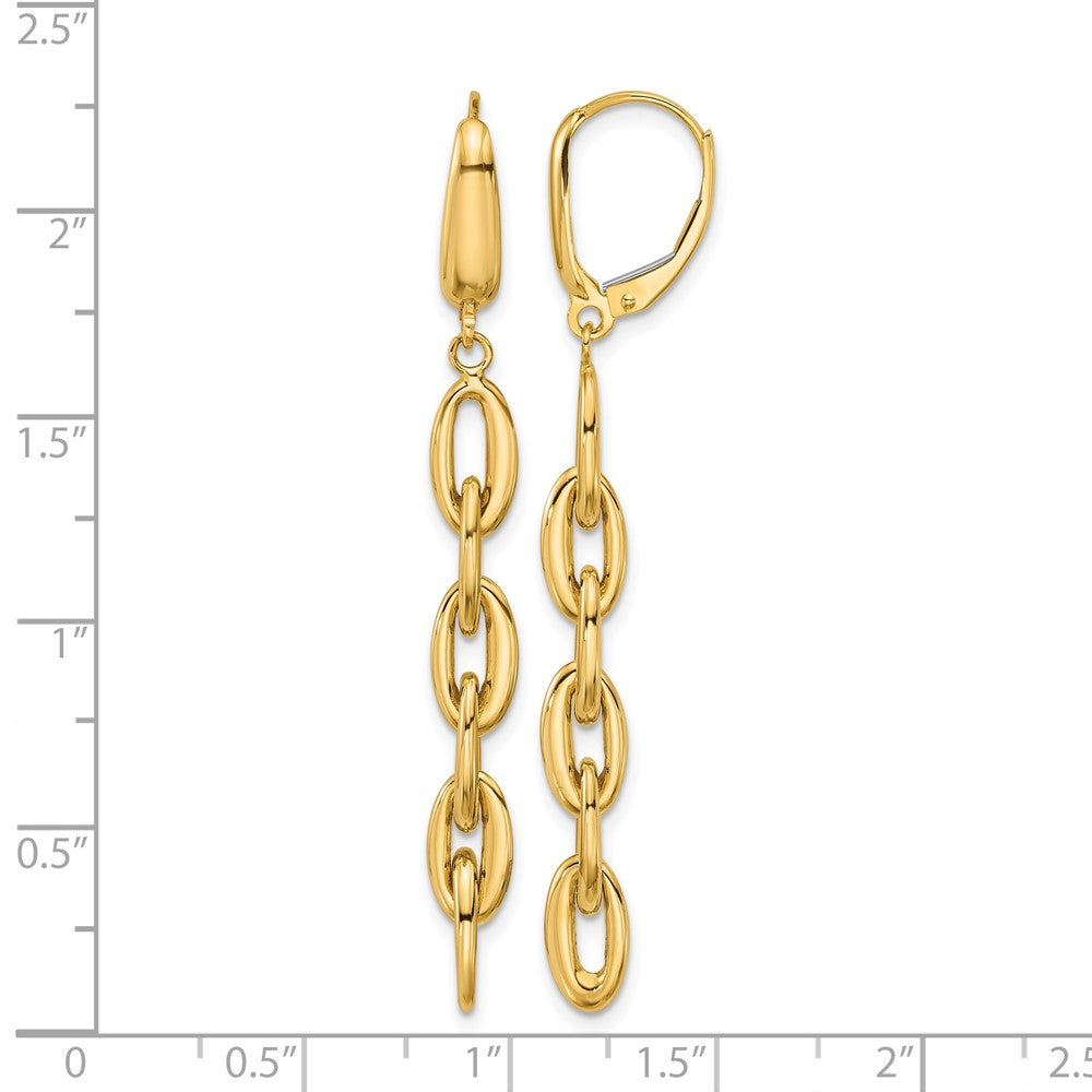 Polished Fancy Oval Link Leverback Dangle Earrings