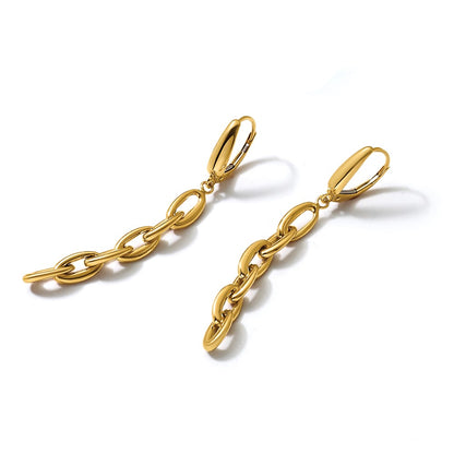 Polished Fancy Oval Link Leverback Dangle Earrings