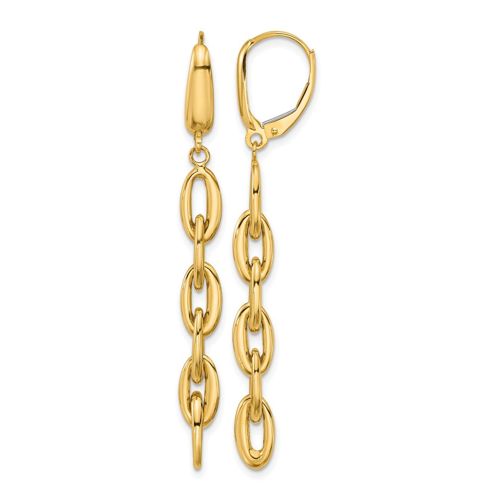 Polished Fancy Oval Link Leverback Dangle Earrings