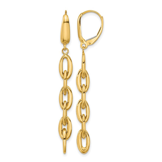 Polished Fancy Oval Link Leverback Dangle Earrings